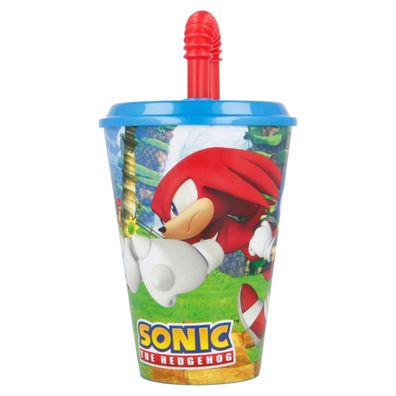 Sonic The Hedgehog Trinkbecher 430 ml mit Deckel und Strohhalm