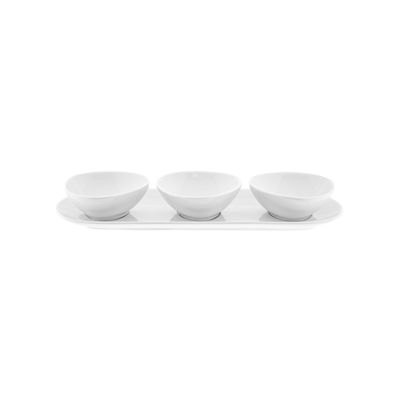 Ayda 4-teiliges Snackschalen-Set aus Porzellan - 3 Schalen + 1 Servierteller