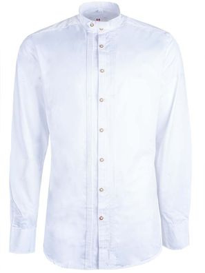 OS Trachten Trachtenhemd Tom weiß extra langer Arm - Größe: 47/48