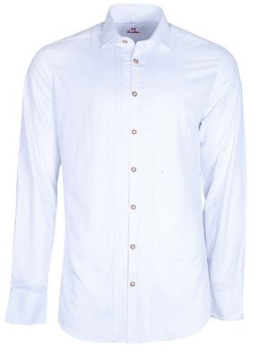 OS Trachten Trachtenhemd Leo weiß extra langer Arm - Größe: 39/40