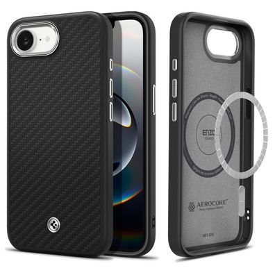 Spigen Enzo Aramid mit Magnetfunktion Hülle Kompatibel mit iPhone 16e Schwarz