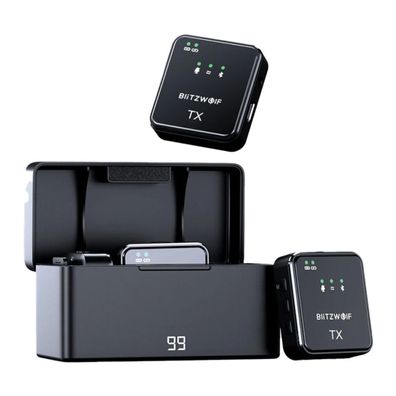 BlitzWolf BW-SX63 Wireless Mikrofon-Set mit Ladecase, USB-C & 3,5?mm Anschluss
