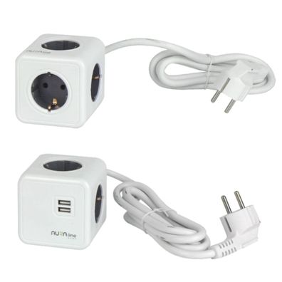 LED line Splitter CUBE Adapter - Anzahl: 4 Steckdosen & 2 USB-Anschlüsse