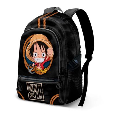 One Piece Freizeitrucksack Schwarz mit Laptopfach wasserabweisend Ripstop Stoff