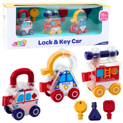 Lean Set Von Autos Mit Schlüssel Educational Polizei Feuerwehr Krankenwagen 3Pcs