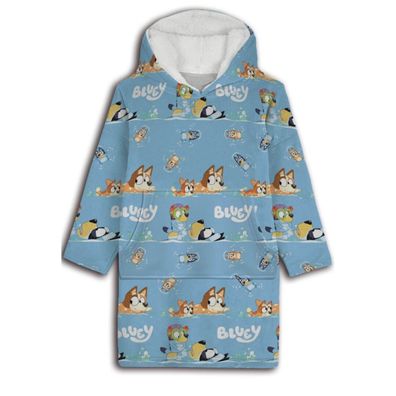 Bluey Sweat Poncho Kinder 3–6 Jahre Kapuzenponcho Kuschel Fleece