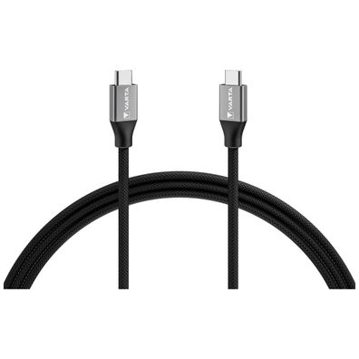 Varta USB-C auf USB-C Kabel 200 cm 100 W Schnellladen und 10 Gbit/s Datenübertragung