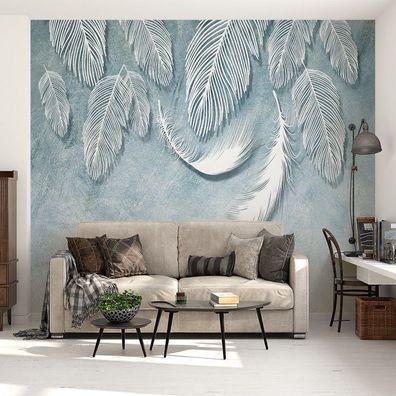 Wandtapete Feder Weiß Modern Amerikanisch Stil Wandbild Kunst Design Wohnzi 6572