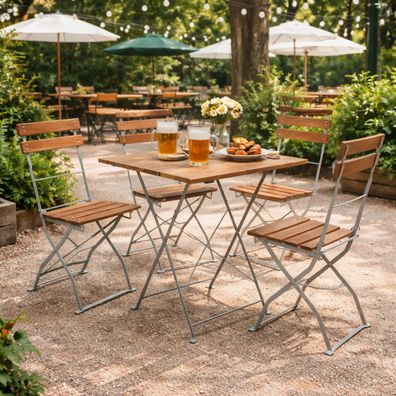 3-tlg Biergartenmöbel Set Balkonmöbel Klapptisch + 2 Klappstühle Stahl 70x70cm