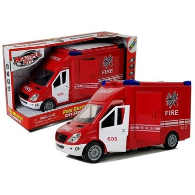 Lean Toys Feuerwehrauto mit Friktionsgeräuschantrieb, der Türen öffnet