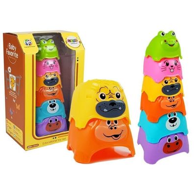 Leantoys Piramidka dla Niemowlaka Zwierz?tka Kubeczki