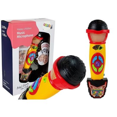 Leantoys Gelbes und schwarzes Karaoke-Mikrofon zum Aufzeichnen von Liedern