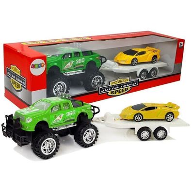 Lean Toys Set Fahrzeuge gelb Sportwagen grün Offroad mit Reibung