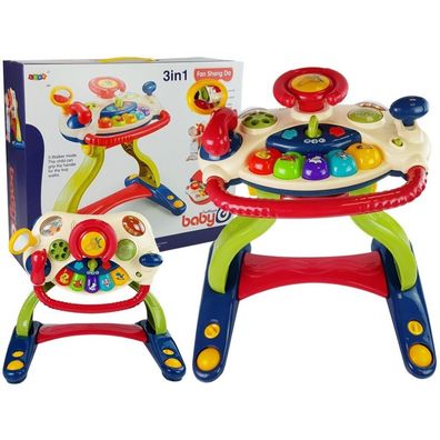 Leantoys Interaktiver 3-in-1-Kinderwagen, Babylenkung, Klangmelodien, Tiere