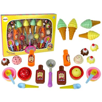 IMPORT Leantoys Sweetie Set Eiscreme Cupcakes Saucen Löffel
