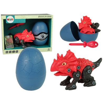 IMPORT Leantoys Dinosaurier Triceratops Set mit Ei DIY Schraubendreher