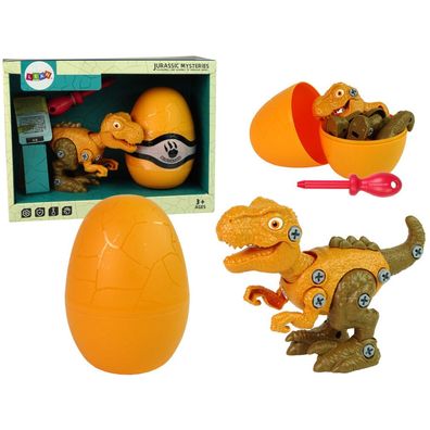 IMPORT Leantoys Tyrannosaurus Rex Dinosaurier Set mit Ei DIY Schraubendreher Orange