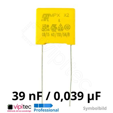 39nF 10% X2 MKP Kondensator 310V 0,039µF uF 13x11x5 RM 10mm Entstörkondensator