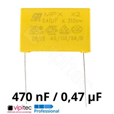 470nF MKP X2 Entstörkondensator 0,47µF uF 310V 26,5x16,5x7mm RM22,5 Kondensator