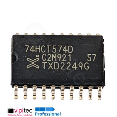 74HCT574 D-Flip-Flop, 8-fach, Tri-State | SMD SO-20 5V TTL 125°C