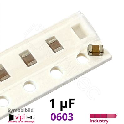 1 µF 0603 SMD-Keramikkondensatoren | 10% 50V 85°C X5R 1uF Kerko