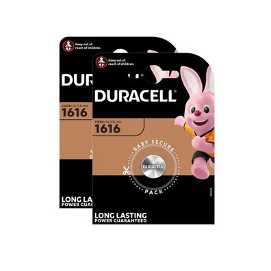 2x Duracell CR1616 DL1616 3V Lithium Batterie Knopfzelle 45mAh Blister CR 1616