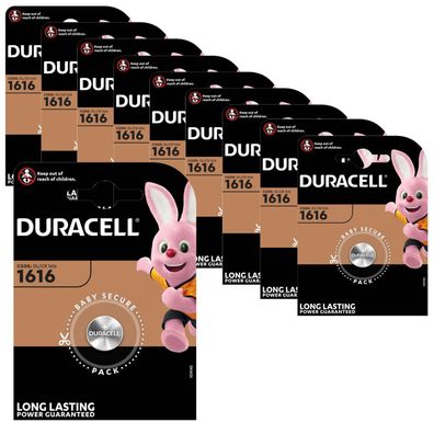 10x Duracell CR1616 DL1616 3V Lithium Batterie Knopfzelle 45mAh Blister CR 1616