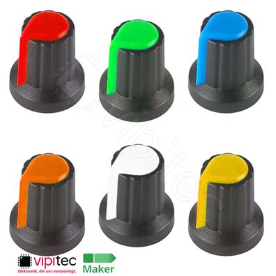 WH148 Drehknopf für 6mm Achse Potentiometer Auswahl | Poti Widerstand Kunststoff
