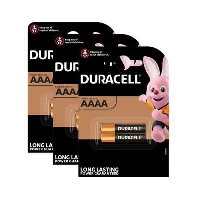 3x Duracell Mini AAAA LR61 MN2500 LR8D425 1,5V 4061 Alkaline Batterie 2er Blister
