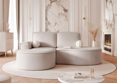 Ecksofa Designersofa Sofa ARLET in Stoff Riviera Hellbeige Ottomane Links