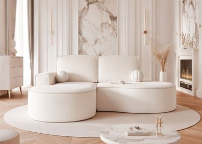 Ecksofa Designersofa Sofa ARLET in Stoff Abriamo Creme Ottomane Links