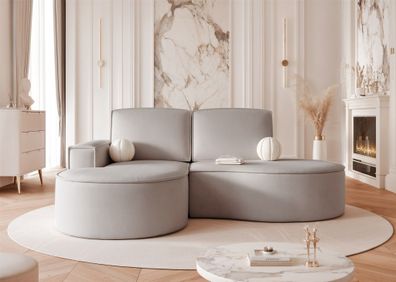 Ecksofa Designersofa Sofa ARLET in Stoff Riviera Hellgrau Ottomane Links