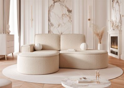 Ecksofa Designersofa Sofa ARLET in Stoff Abriamo Hellbeige Ottomane Links