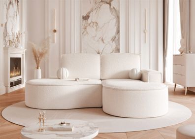 Ecksofa Designersofa Sofa ARLET in Stoff Abriamo Creme Ottomane Rechts