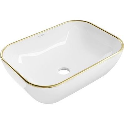 Mexen Rita Aufsatzwaschbecken 50 x 40 cm, Weiß/Gold - 21084505