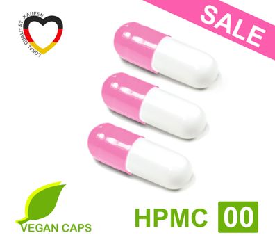 Leerkapseln • HPMC transparent leere Kapseln • vegan pflanzlich Größe 00 • rosa / we