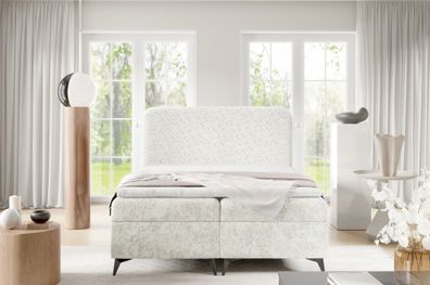 Boxspringbett Schlafzimmerbett TRIANA Premium 200x220cm Stoff Trenza Creme