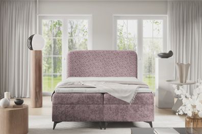 Boxspringbett Schlafzimmerbett TRIANA Premium 120x200cm Stoff Trenza Altrosa