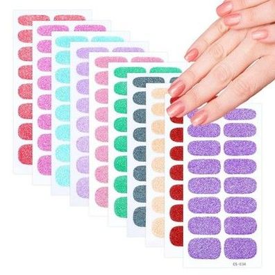 10 Blatt Nagelsticker Glitzer 160 Stück selbstklebend