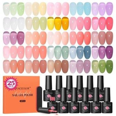 25 Farben UV Nagellack Set Milchweiß Rosa Grün Lila Jelly Nails Gel DIY Maniküre