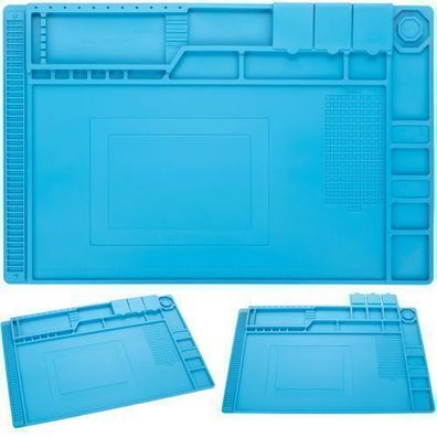 Rosfix Silikon Lötmatte mit Organizer – 450x300 mm | Hitzebeständig bis 500°C