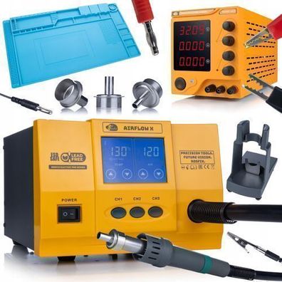 Rosfix Set Heißluftstation 1300W + Labornetzteil 32V 5A + Matte 45x30cm