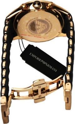 Emporio Armani Uhr Chronograph Batterie mit schwarzem Gummiarmband