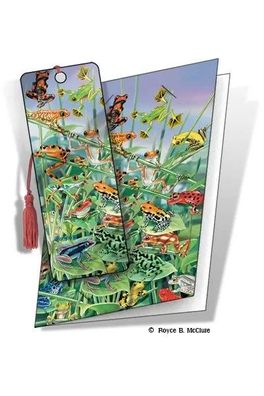 Grußkarten mit 3D Lesezeichen - Bunte Frösche / Hanging Around