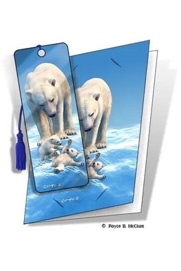 Grußkarte mit 3D Lesezeichen Eisbären - Polar Bears