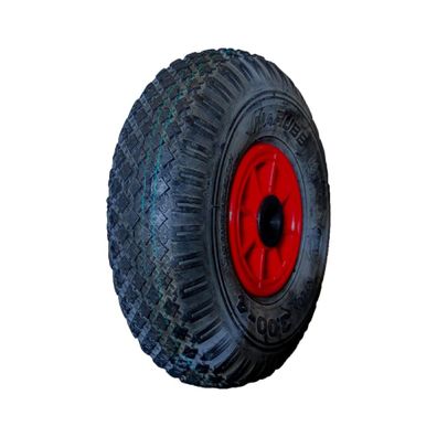 Komplettrad 3.00-4 NaRubb S-2303 2PR Rollenlager Kunststoff Rot