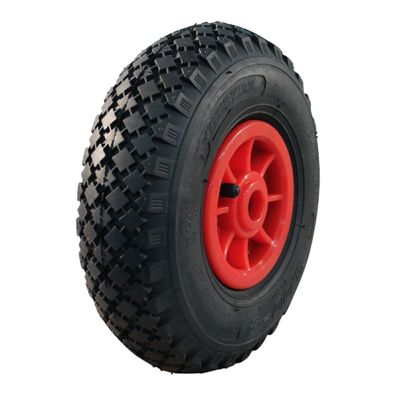 Komplettrad 3.00-4 NaRubb S-2303 Rollenlager 2PR Rot Kunststoff