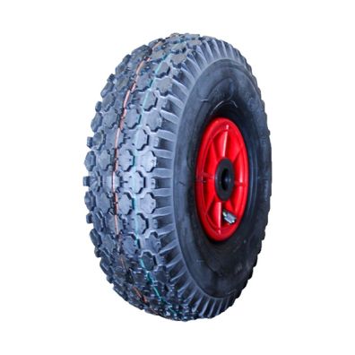 Komplettrad 4.10/3.50-4 KINGS TIRE V-6602 4PR Rollenlager Rot