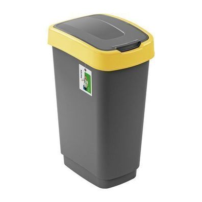 Abfalleimer mit Gelb Deckel PAFEN 50L 41x30x61 Abfall Schwingdeckel Mülleimer