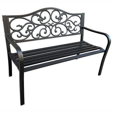 Gartenbank Schwarz IRGA mit Stahlbeinen und gusseiserner Rückenlehne Breite 127 cm
